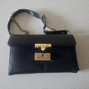 Enzo Angiolini Italian leather Black shoulder crossbody clutch bag